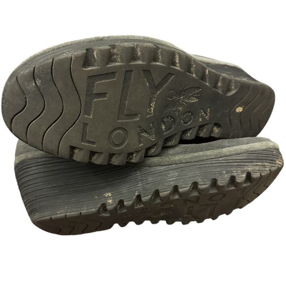 Fly London Women's Gray Suede Leather Side Zipper Wedges Ankle Boots 41 US 8 - Picture 6 of 6